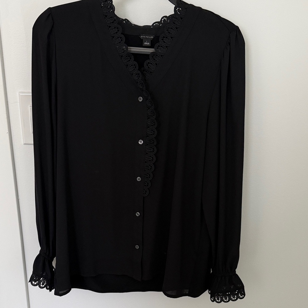 Ann Taylor Lace Trim Blouse